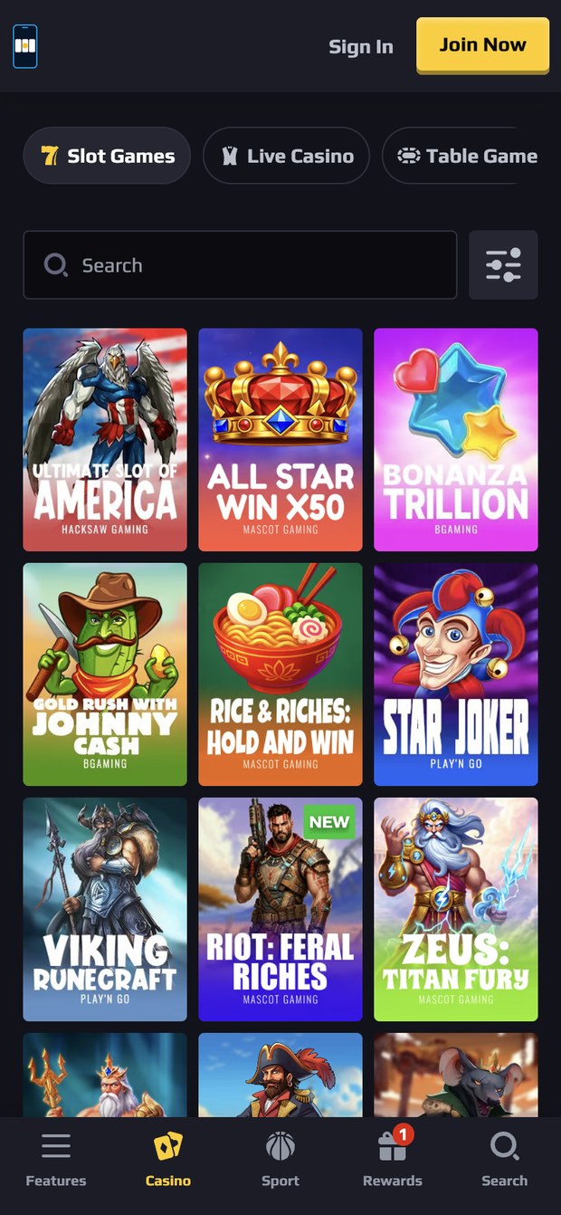 TeleFi mobile slots